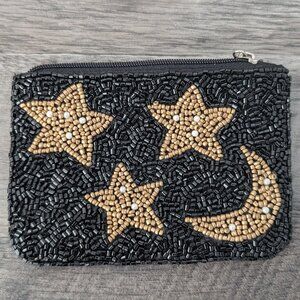 Stars & Moon Beaded Card/Coin Purse Pouch